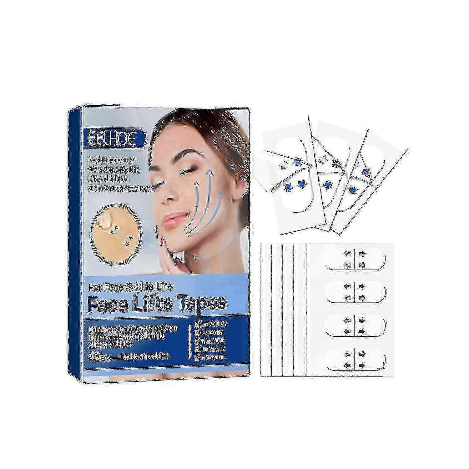 40PCS V Face Invisible Tape Face Lifting Firming Adhevise Tape Skin-friendly Soft Elastic Wat