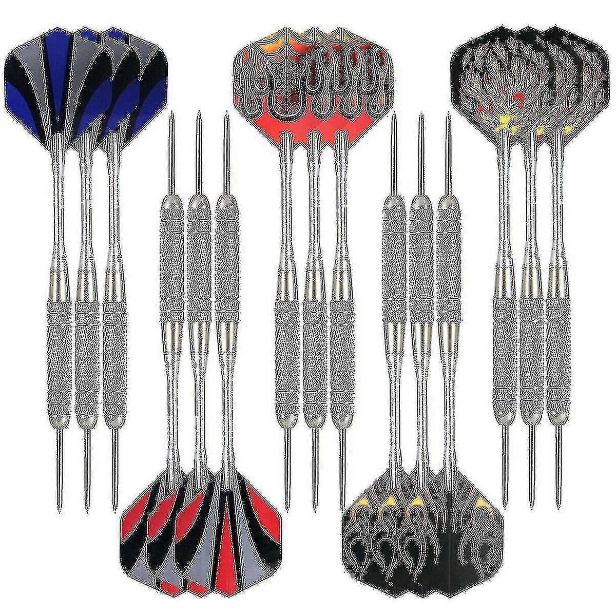 15Pcs Steel Tip Darts Professional Metal Tip Set for Dartboard