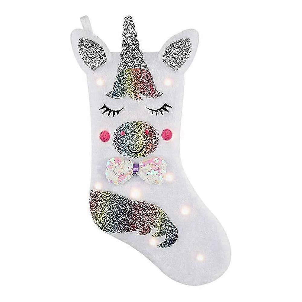 LED Light Christmas Stocking Sparkly Decoration for Fireplace Hanging