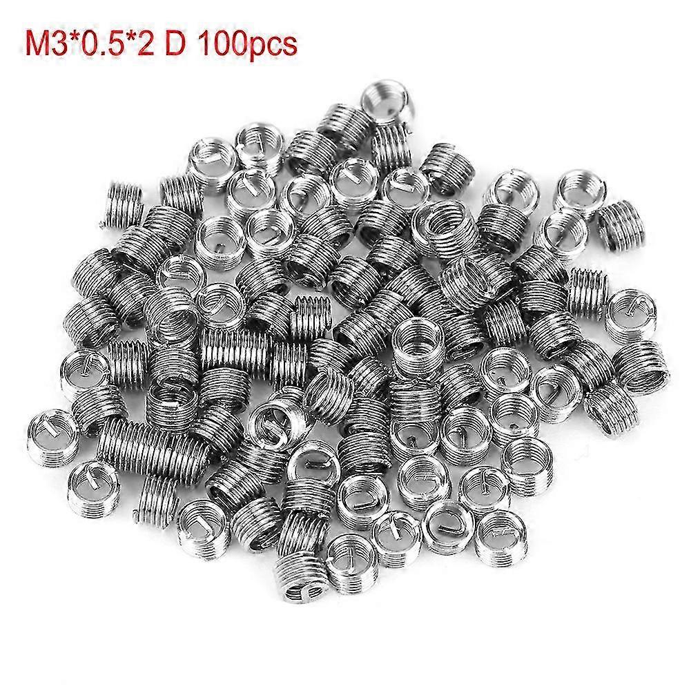 100pcs M3 Stainless Steel Coiled Wire Helical Screw Thread Inserts (M3*0.5*2 D)