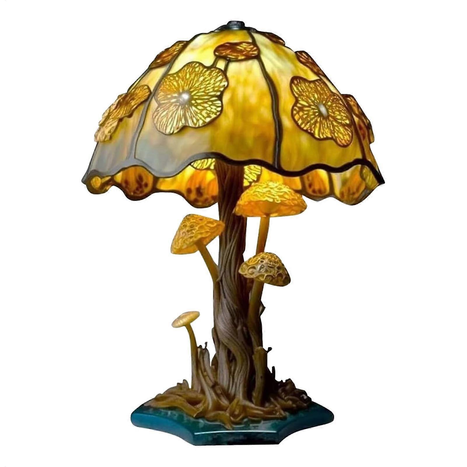 Mushroom Table Lamp - Rechargeable Cordless Resin Desk Lamp with Decorative Design for Cozy Bedroom Night Light