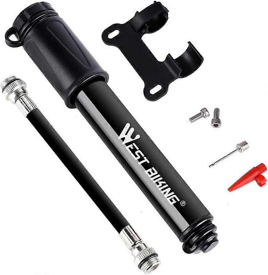 Aluminum alloy portable mini bicycle tire pump, super fast tire inflation, compatible with universal Presta and Schrader valves.