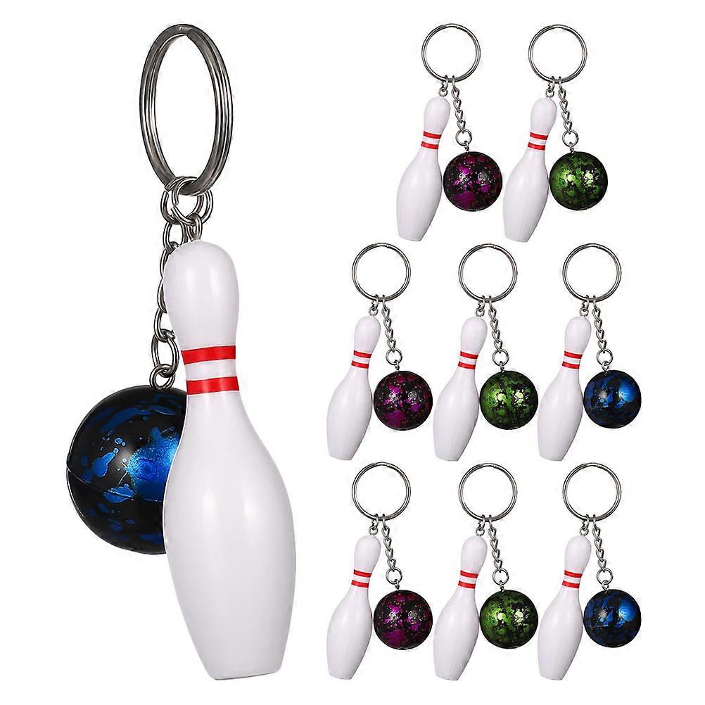 9pcs Assorted Camouflage Bowling Ball Keychains Durable Mini Keyrings for Bowling Enthusiasts, Team Gifts & Game Prizes