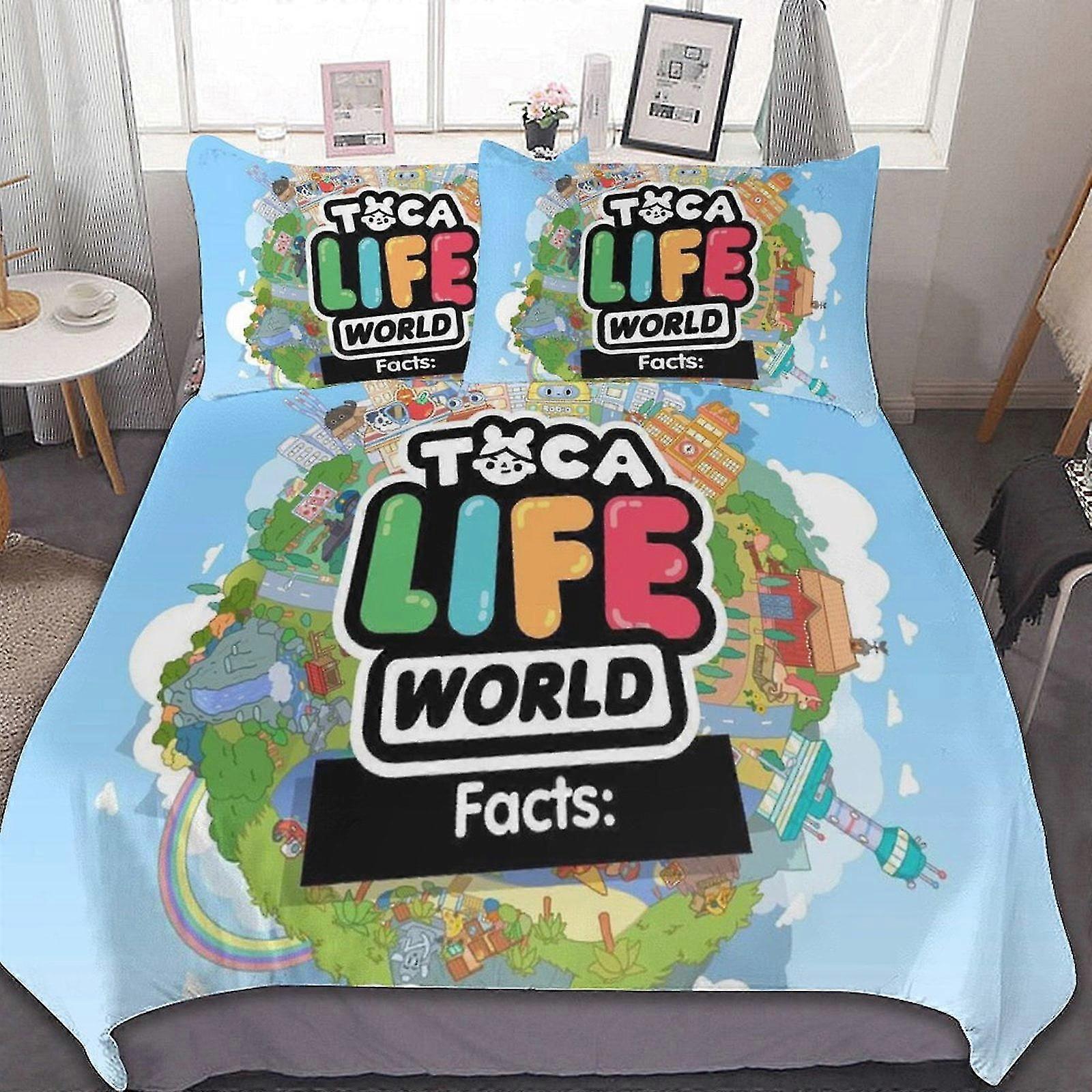Toca Life Boca Game 3 Pieces Bedding Sets Soft Comforter Set for Bedroom Gifts with 1 Duvet Cover and 2 Pillowcases