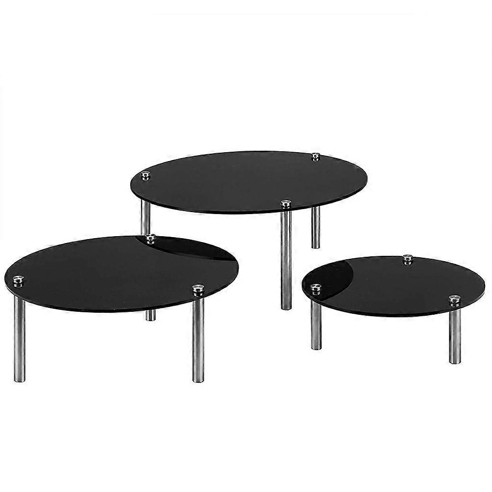 Black Acrylic Dessert Stand for Display 3 Piece Set Round Tray Cake Tower Snack Server