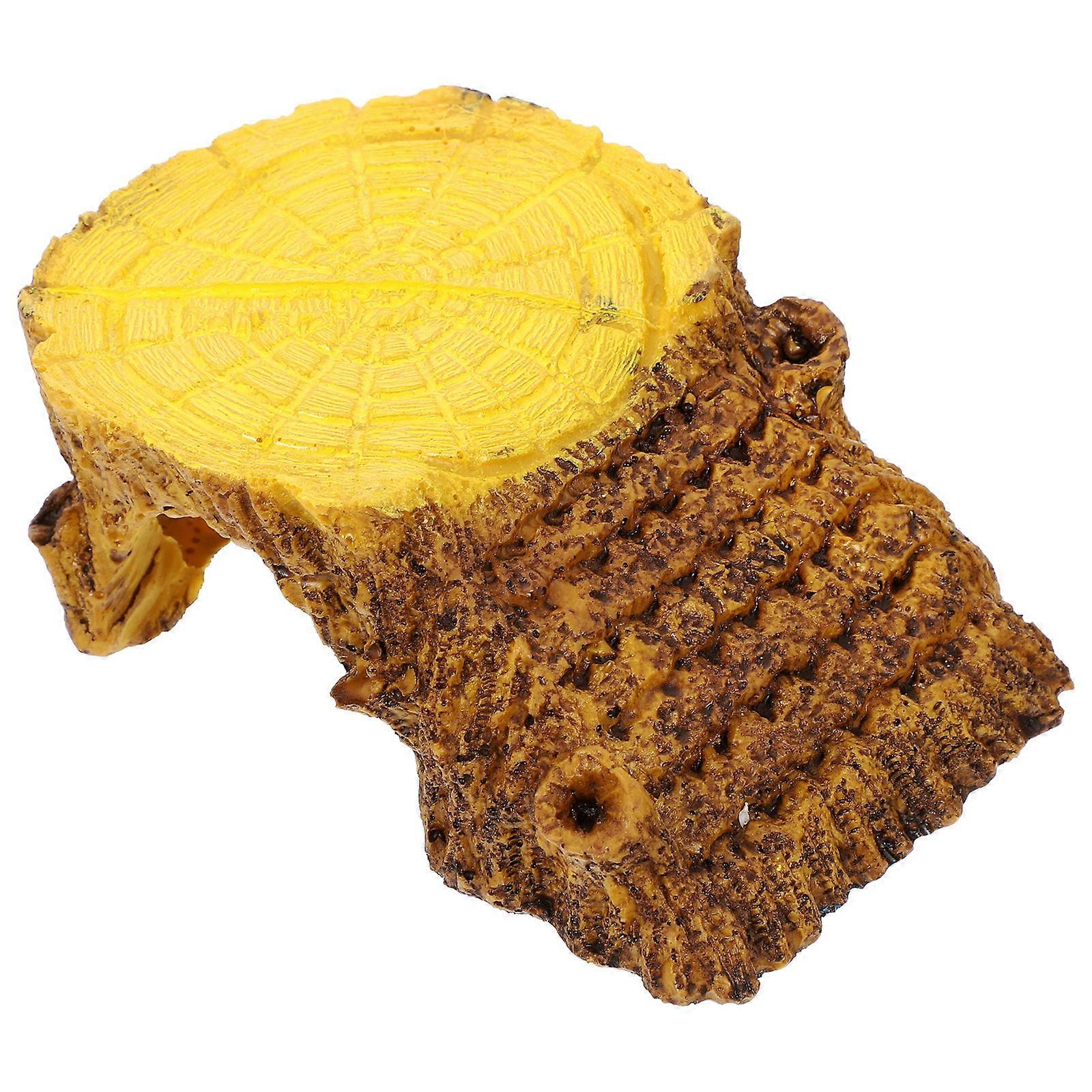 Turtle Basking Rock for Tank Resin Platform Wood Grain Texture Feeding 1Pack