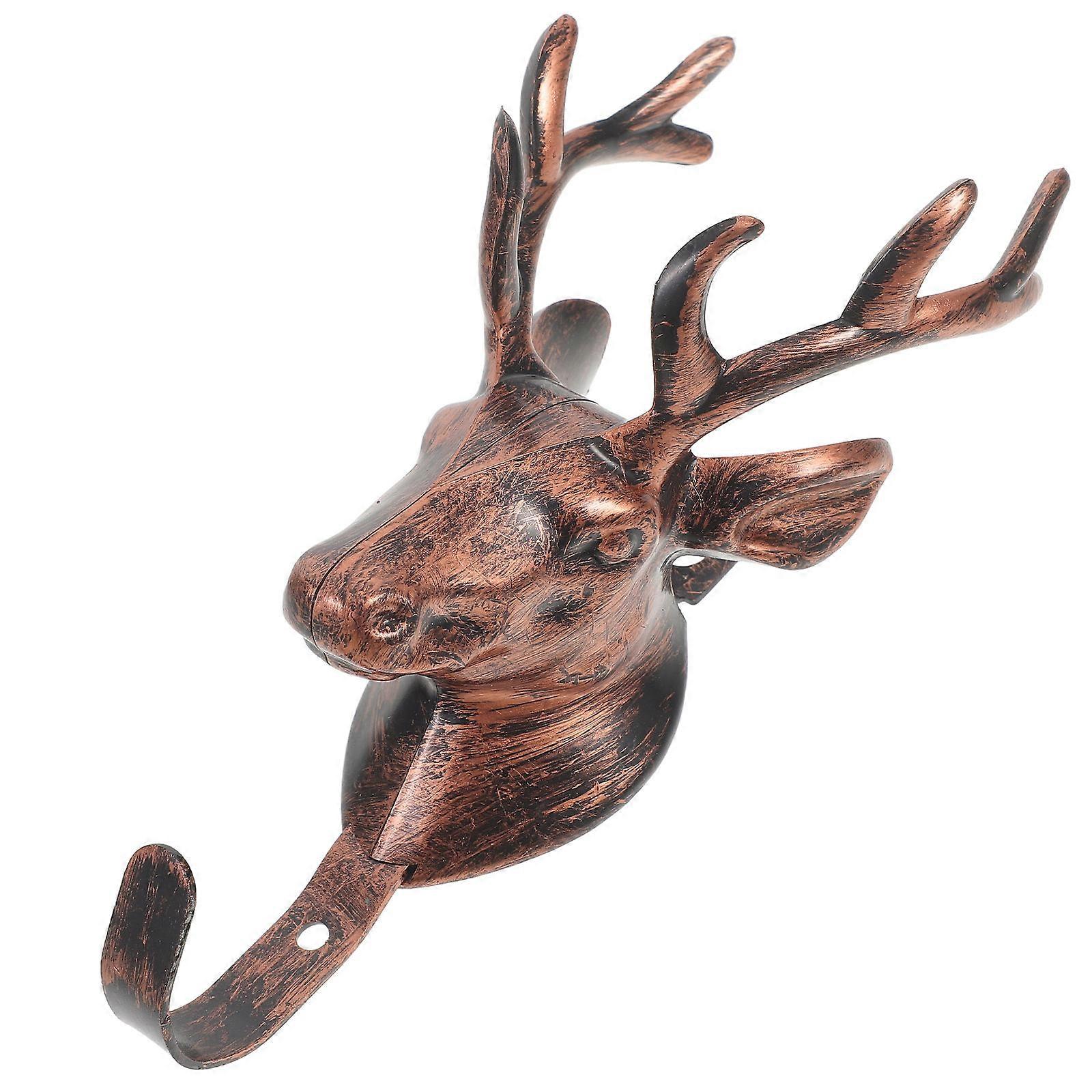Hanging Towel Hook Deer Head Wall Hook Home Use Wall-Mounted Organizing Strong Load-Bearing Capacity 6.7×3×2.8in 1Set