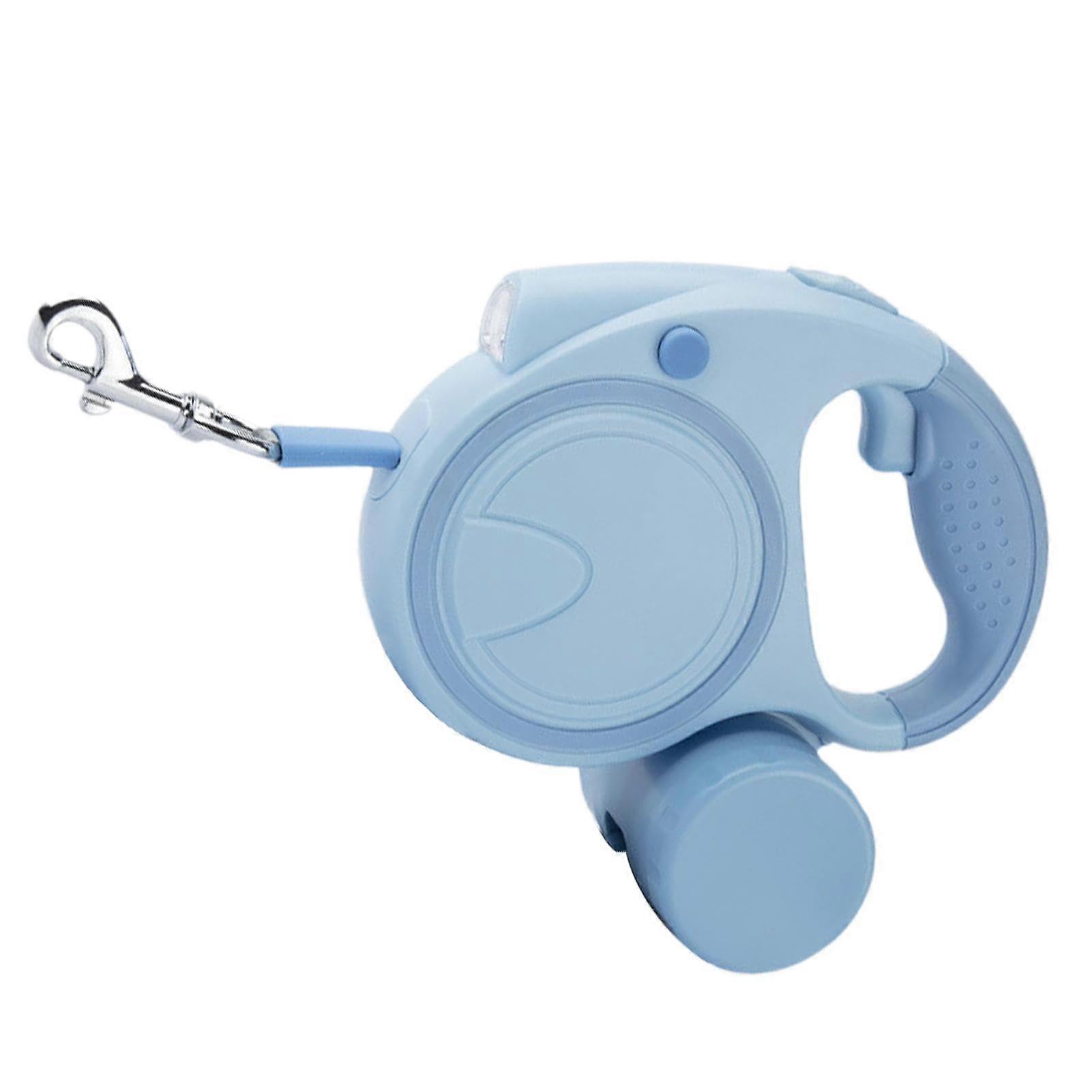 Retractable dog leash, automatic pet leash Long traction leash for pets, dogs, cats, LED light, sturdy, blue.