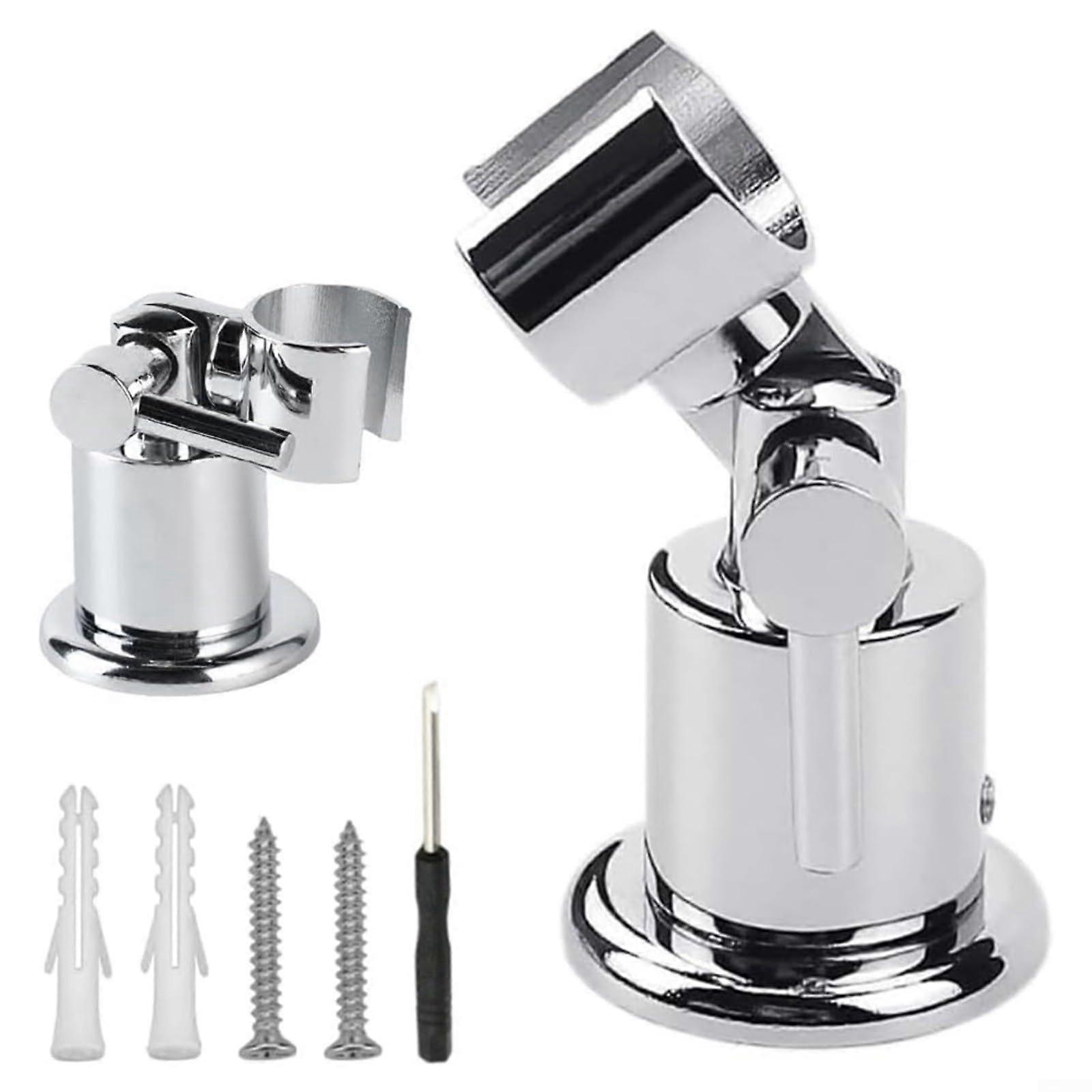 Shower Head Holder Zinc Alloy 180 Degree Flexibility Wall Mount Silver