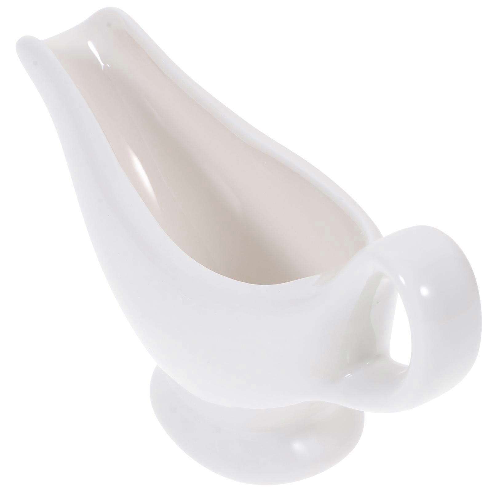 White Ceramic Sauce Jug for Kitchen Use and Portable 1pc