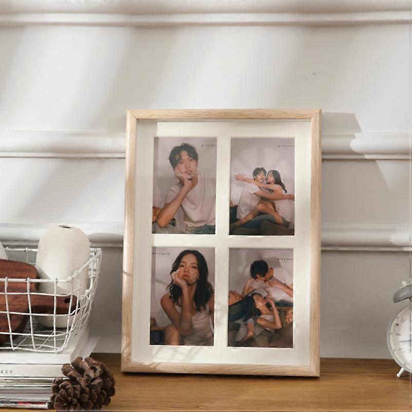 Wooden Wall-Mounted Pendulum Dual-Purpose Combination Photo Frame Style： Four Frame Vertical