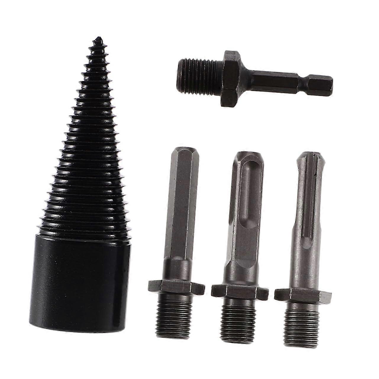 Firewood Drill Bit Set 38 Bits 4 Handles 15x4.2cm Robust Wood Splitter Tool for Home Farm Workshop