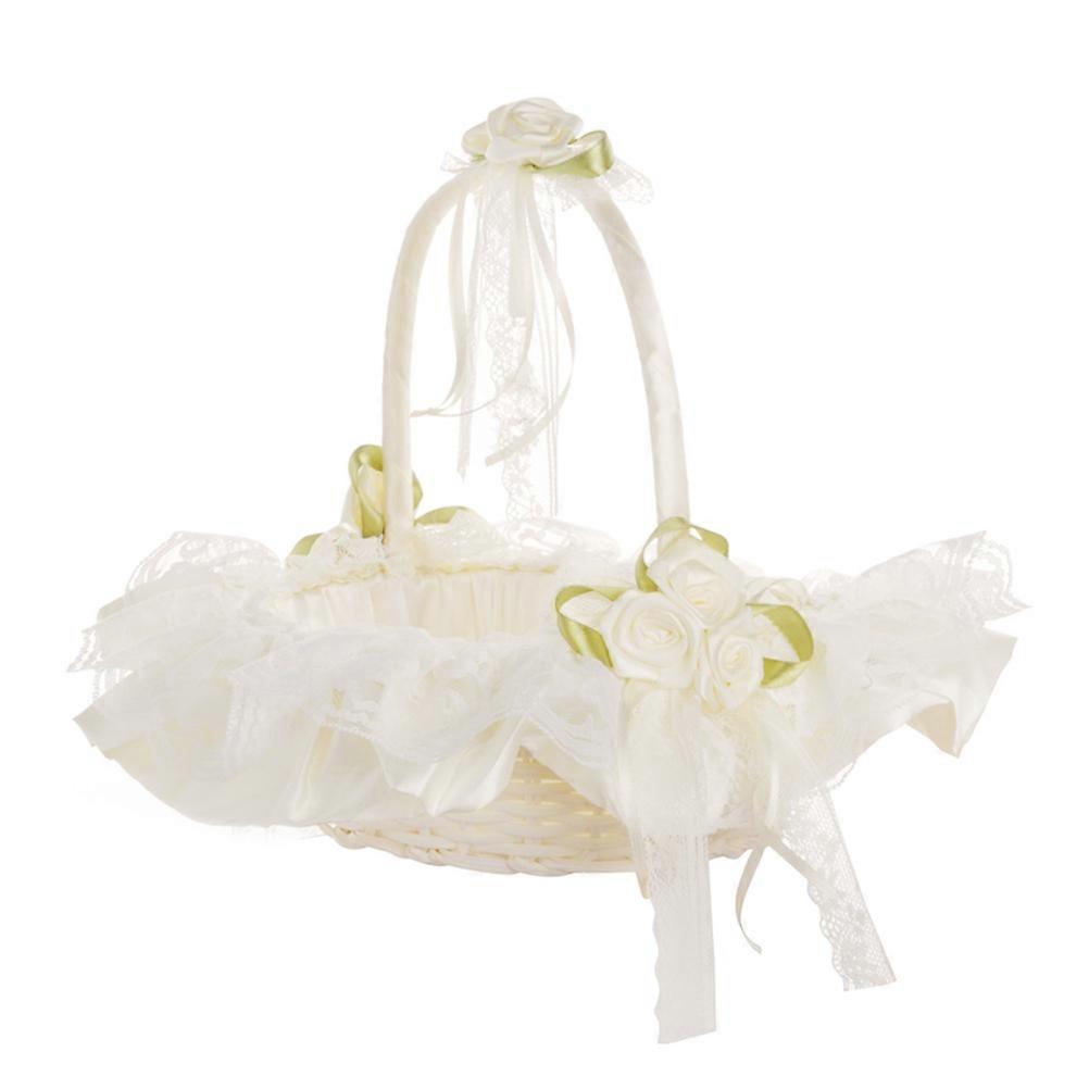 22 x 25cm Simple Bride Basket Matrimony Processions Rose Petals Holder Ceremony Party Flower Basket for Wedding Ceremony Party Decoration Ivory