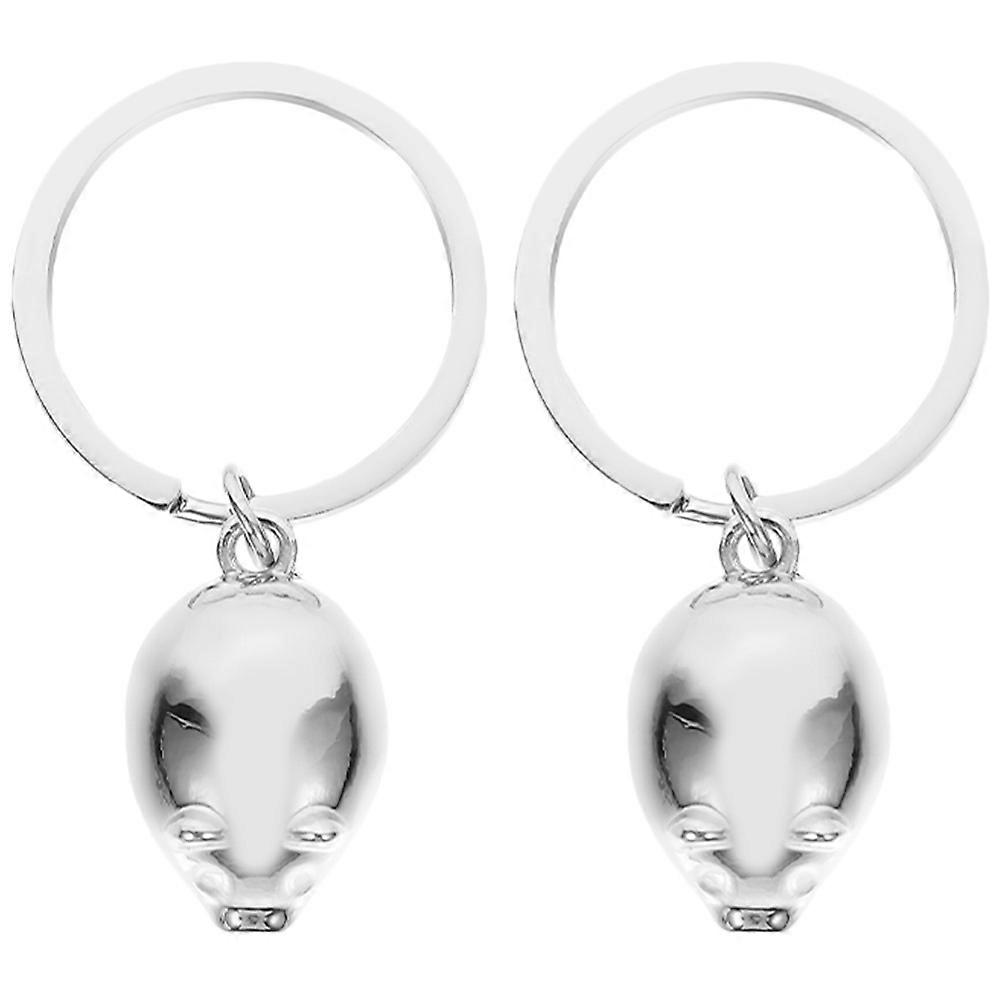 Silver Pig Keychain Charm for Backpack Decoration Metal Keyring Gift 2pcs