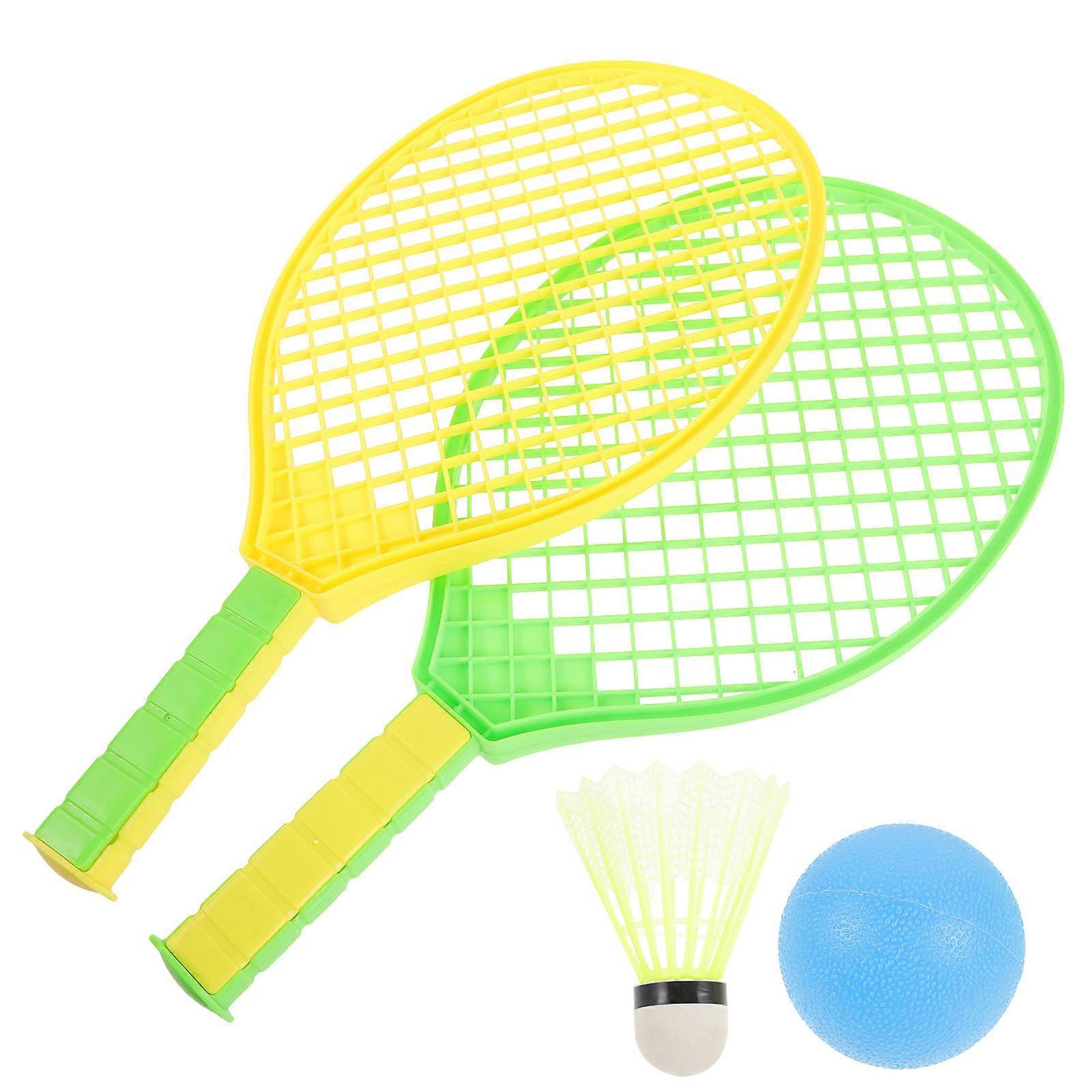 Badminton Set for Kids Playing with Widened Racket Surface Assorted Color Plastic