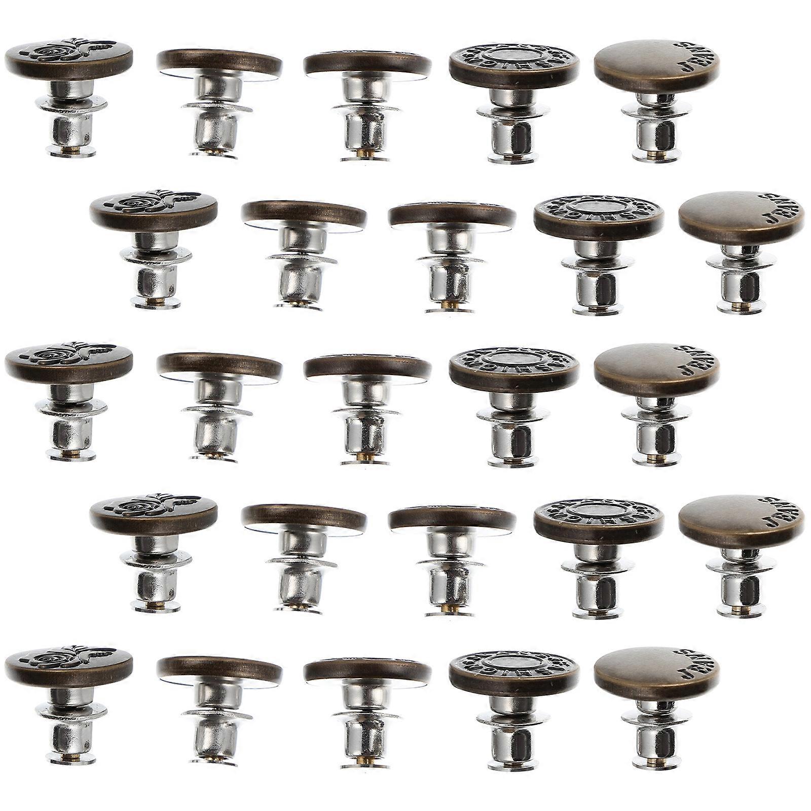 Heavy Duty Jean Button Fasteners Universal Design For Craftsmen Zinc Alloy 25Pcs