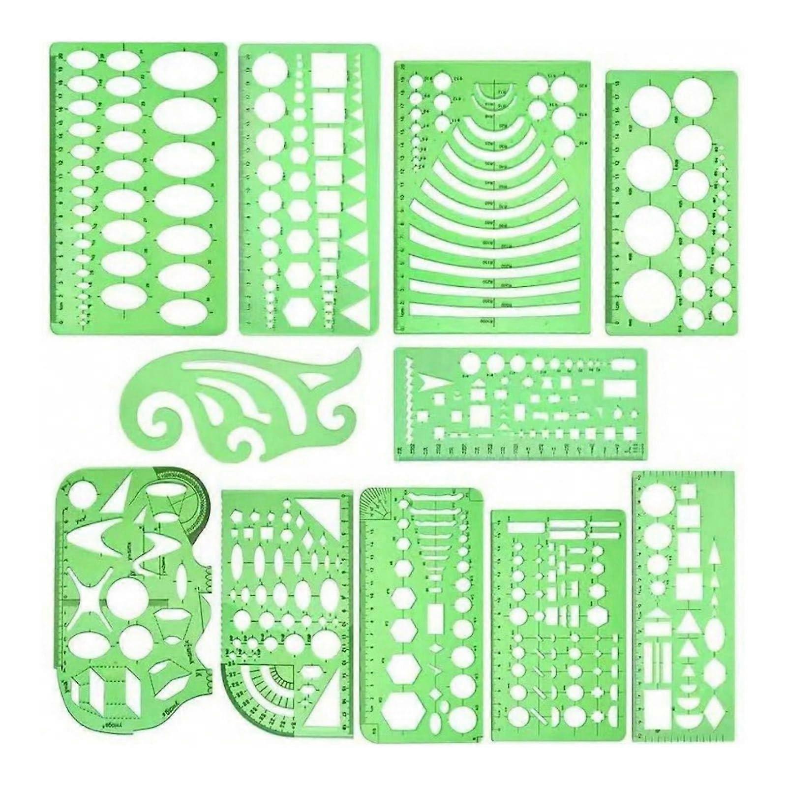 11Piece Multifunctional Geometric Stencil Ruler Set for Quilting Drawing Geometric Drawing Templates Measuring Templates