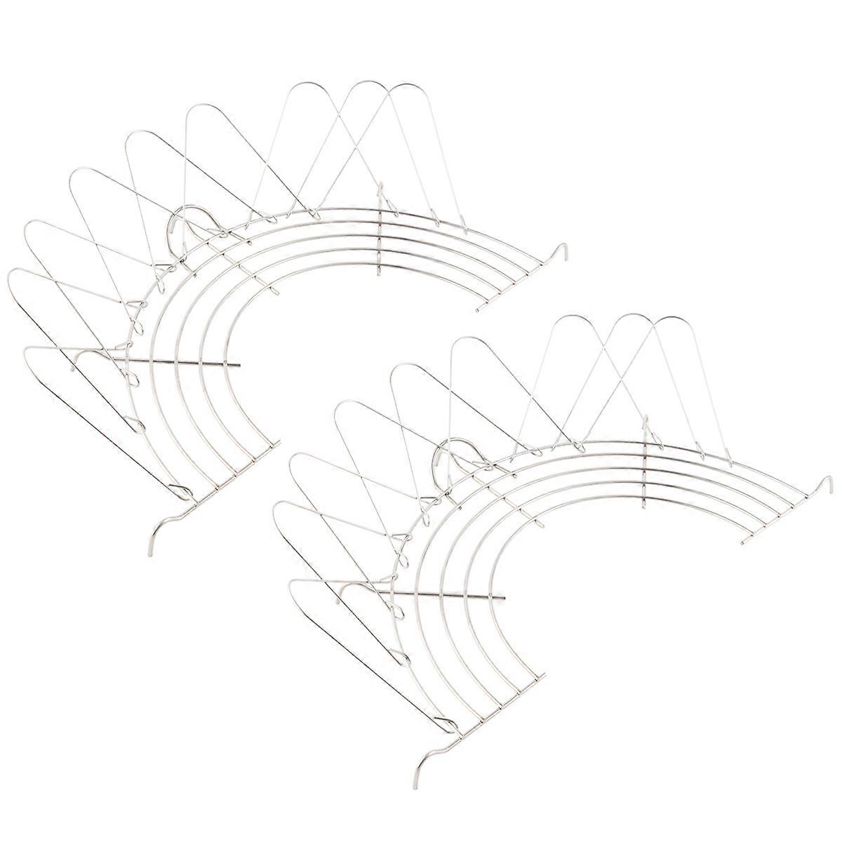 2pcs Foldable Stainless Steel Steamer Rack for Home 32cm Silver