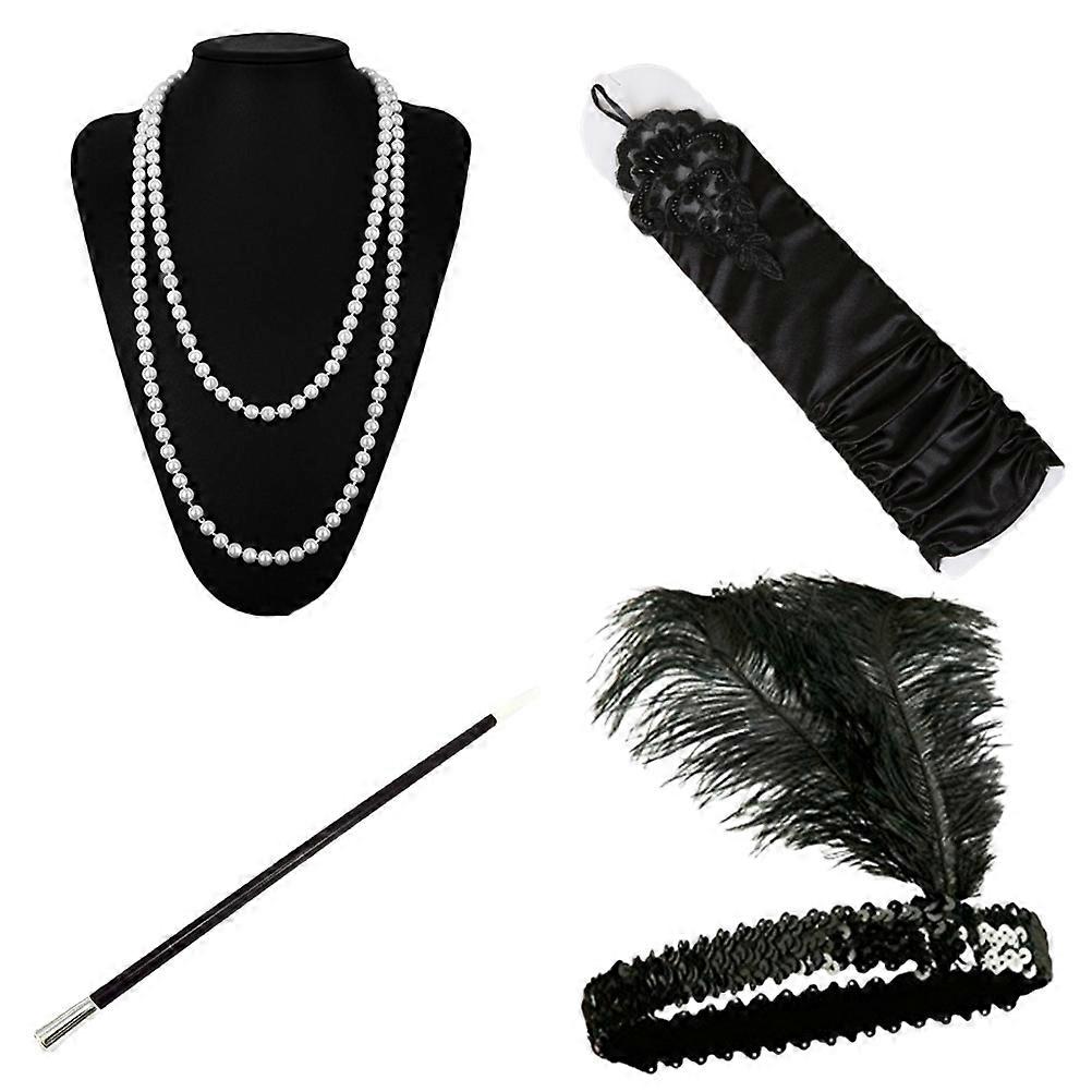 Accessories Set with Long Gloves and for Party 4 Pieces