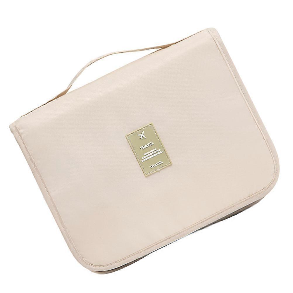 Makeup Bag Travel Organizer Bag Makeup Rectangular Beige 24X19CM Storage Hanging 1Set