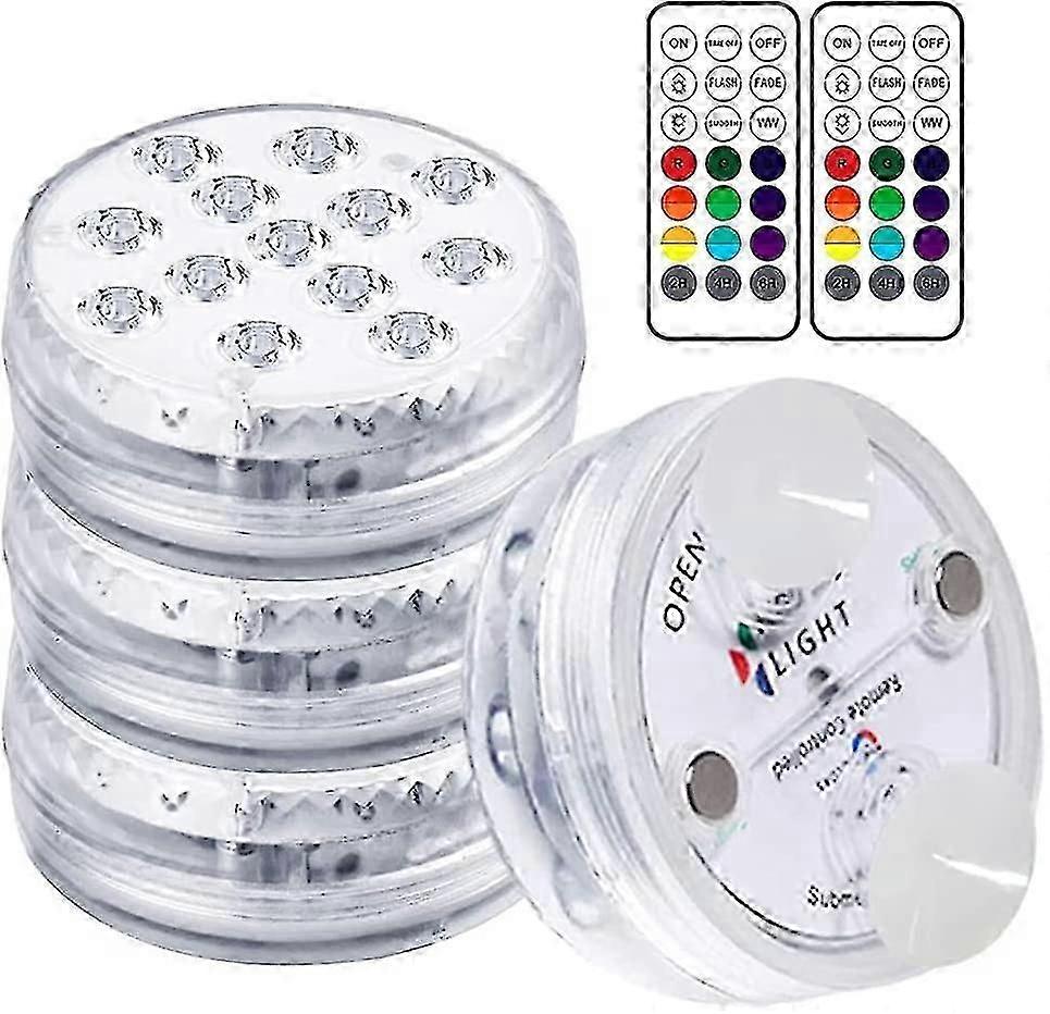 Underwater Light, Led Underwater Lights Pool Lighting Magnetic Waterproof Light With Remote Control, Ip68, 13 Leds Color Changing Led