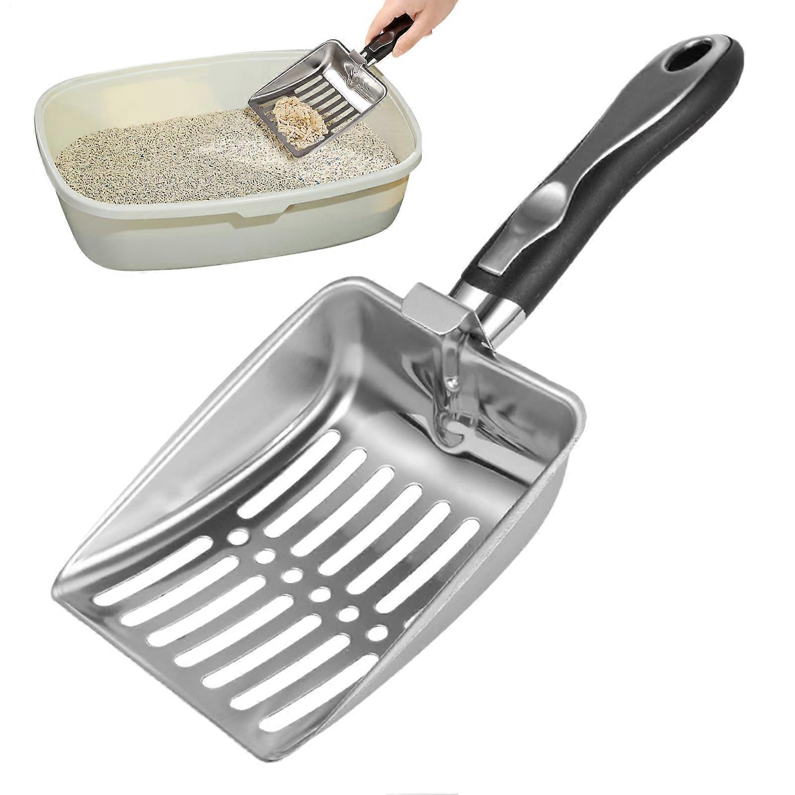 Metal Cat Litter Shovel With Ergonomic Non-Slip Handle, Rust-Proof Large Shovel For Cat, Dog, Chicken, Pets