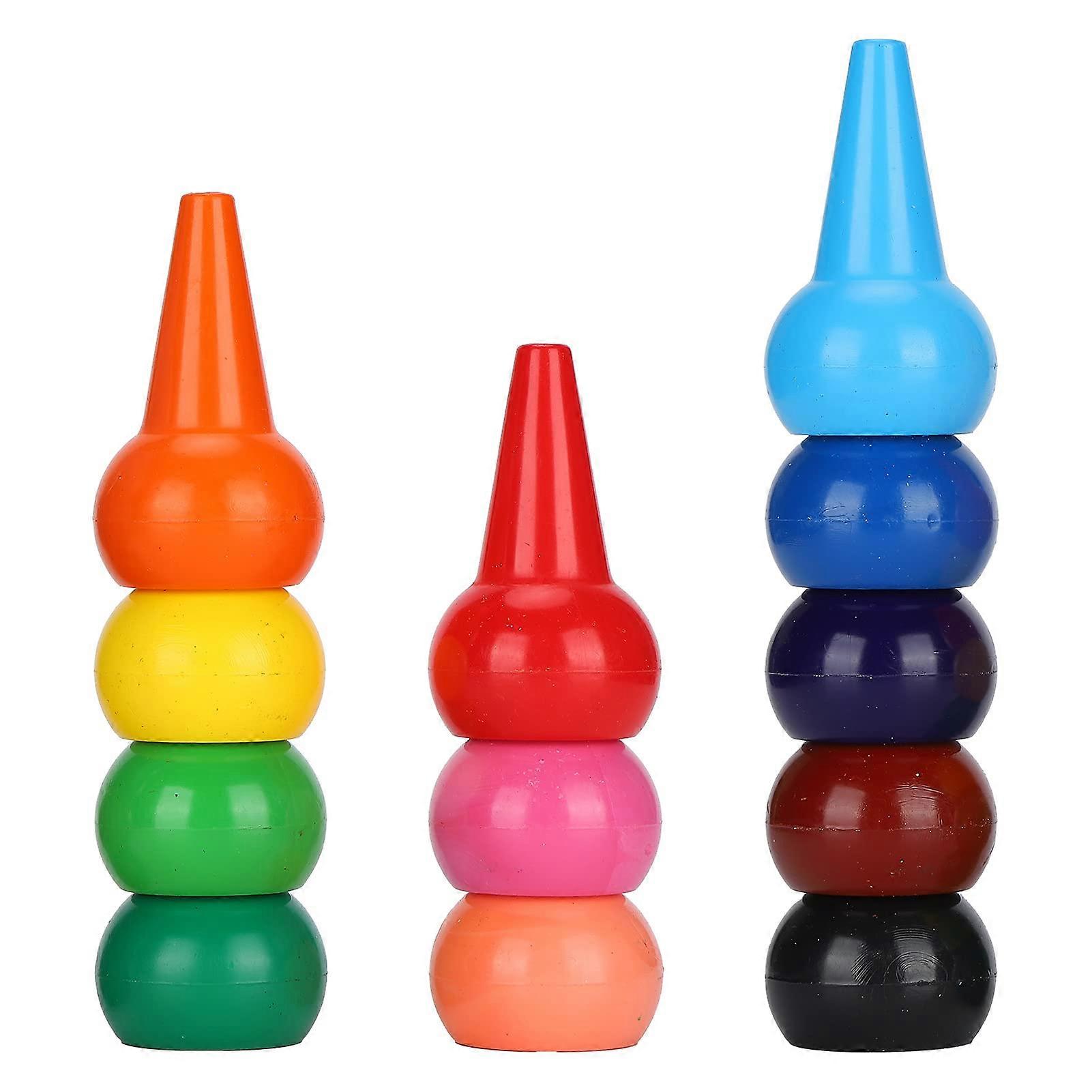 Safe Paraffin 3D Palm Grip Colored Pencils, 12 Stackable Colors for Creative Learning and Color Recognition, Skin-Friendly