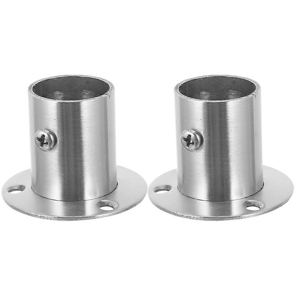 Skapstang Socket Rustfritt Stål Skapstang Flens Sølv Enkel Design Hjemmeforbedring 2 stk