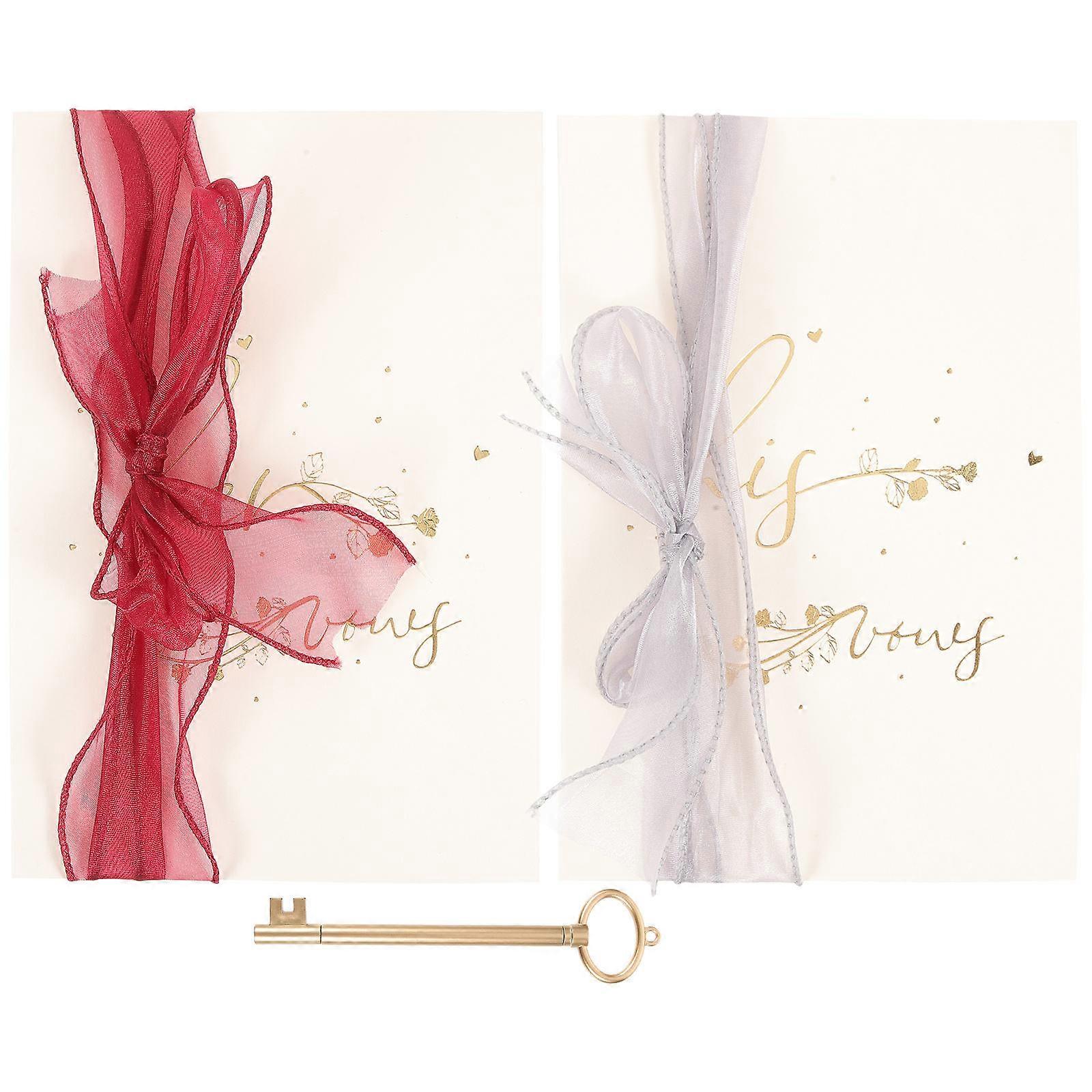 Wedding Supplies 2Pack Wedding Vows Books Delicate Design Bridal Shower Gifts Assorted Color Photo Prop