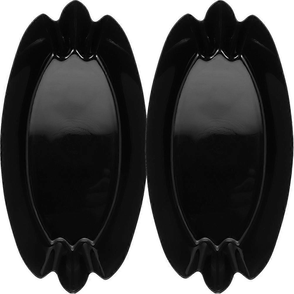 Black Plastic Coffee Bean Plate for Storage Sturdy and Flexible with Slope Edge Design 2 Pieces