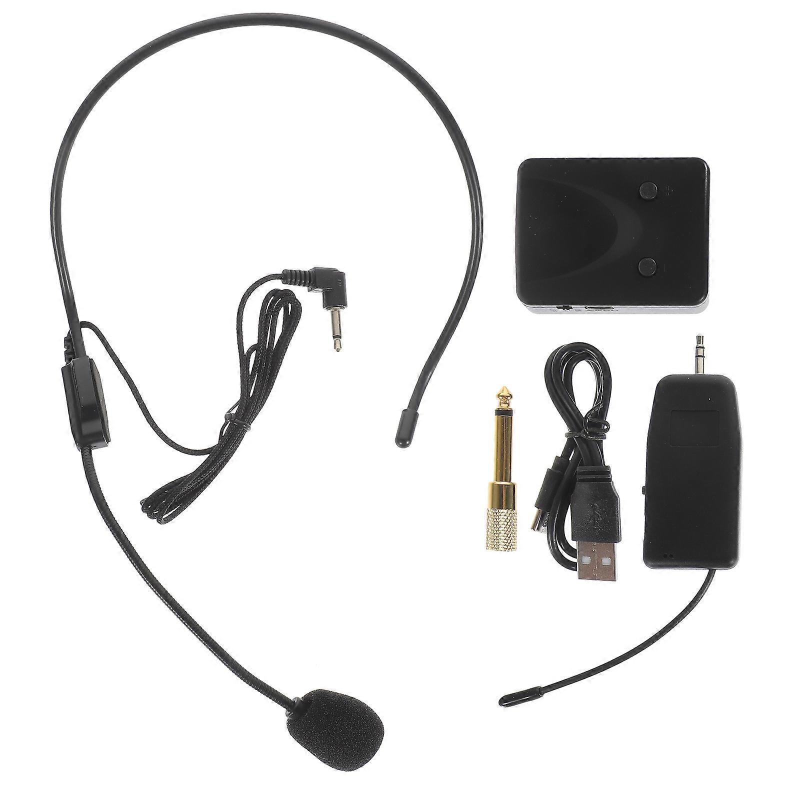 Wireless Tour Guide System Headsets Microphone Headset Tour Guides Teaching Black 13.50X12.00X6.00CM Receiving Distance 30m 1 Set