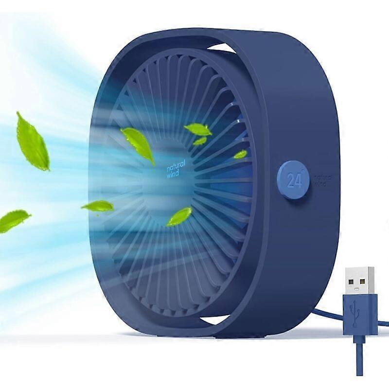 USB Fan Mini Portable Fan Quiet Fan Desk Fan 3 Speed Adjustable USB Powered for Home and Office(Blue)