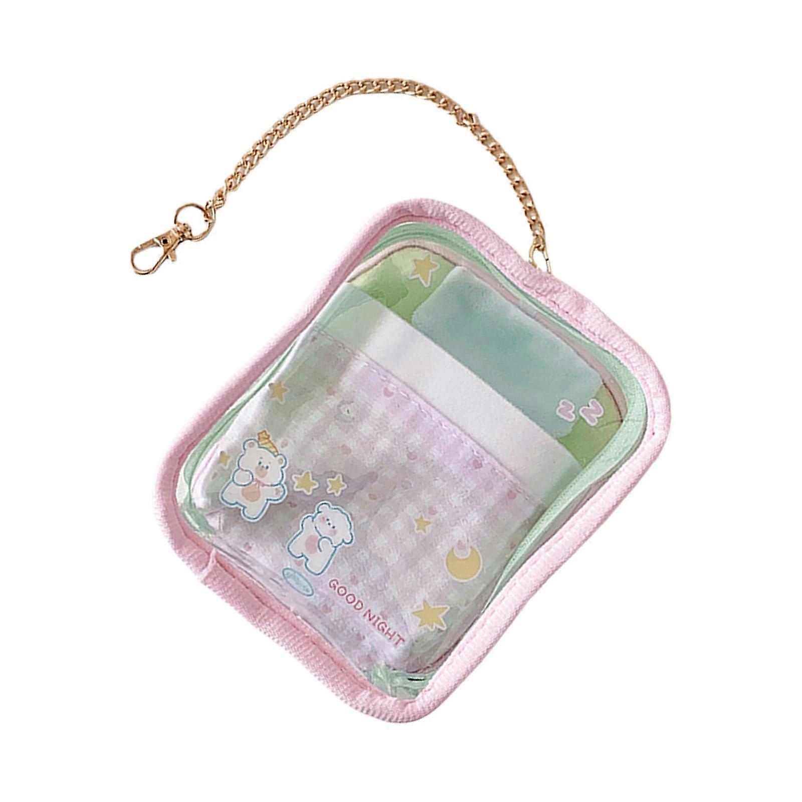 Transparent PVC storage bag with cartoon prints, spacious compartment, display pockets