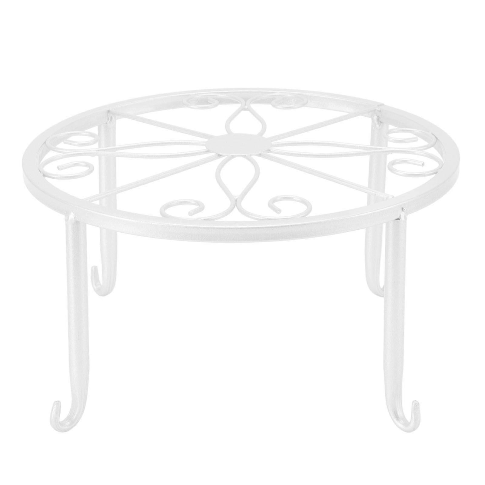 単層アイアンプラントスタンド フロアスタンディング シンプル ロープラントポットスタンド バルコニー リビングルーム フラワーポットシェルフ 22x22x12cm / 8.7x8.7x4.7インチ ホワイト