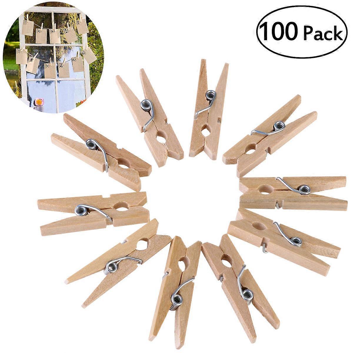 Khaki Wooden Clothespins for Hanging Clothes Lightweight Craft Clips 3cm