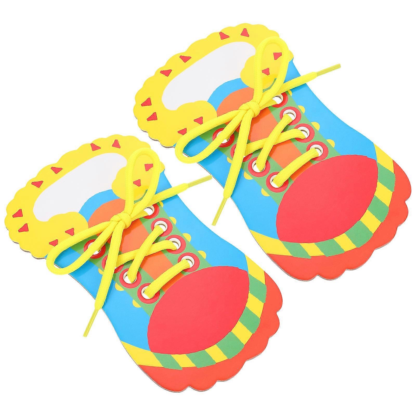 Lacing Toys For Toddlers 2Pcs Paper Lacing Shoes Toy Develop Fine Motor Skills Home Parent-Child Game Assorted Color Teach To Tie Shoelaces