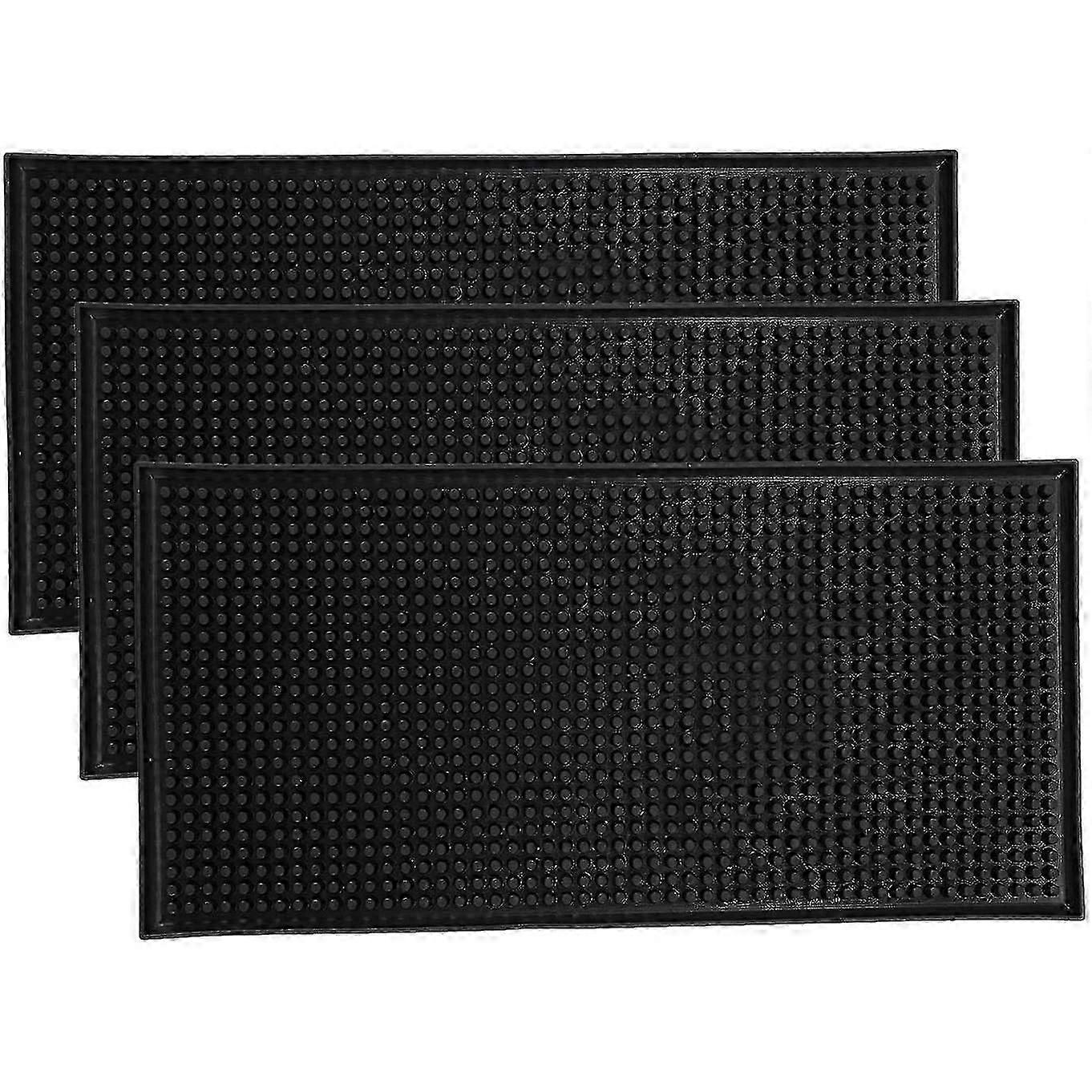 3 Pack Black Bar Mat Spill Mat Glass Drying Mat Mixing Service Mat Para Counter Top (12 polegadas (l) X 6inc