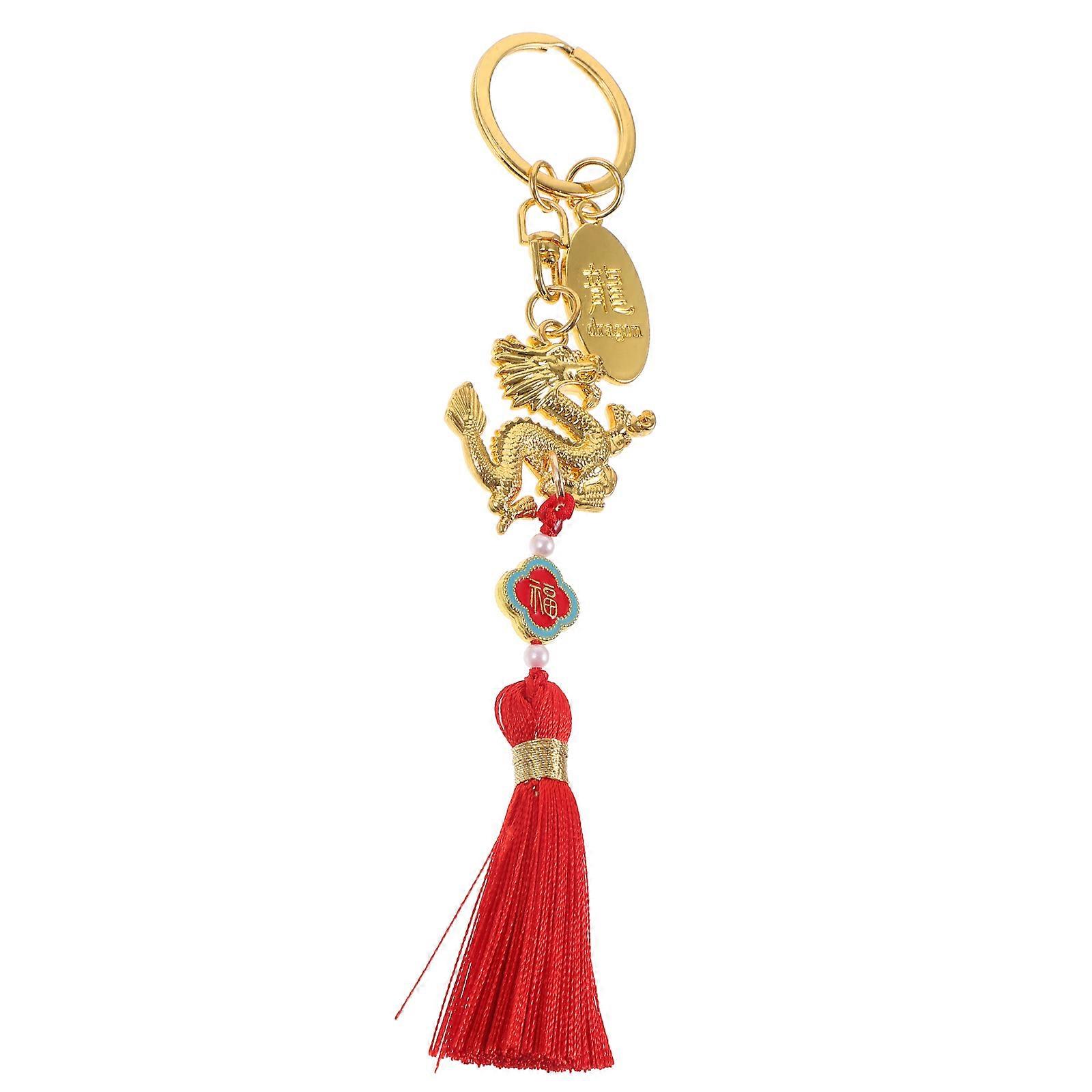 Dragon Keychain with Tassel for Bag Decoration Multi Color Metal and Fabric Kids Friendly