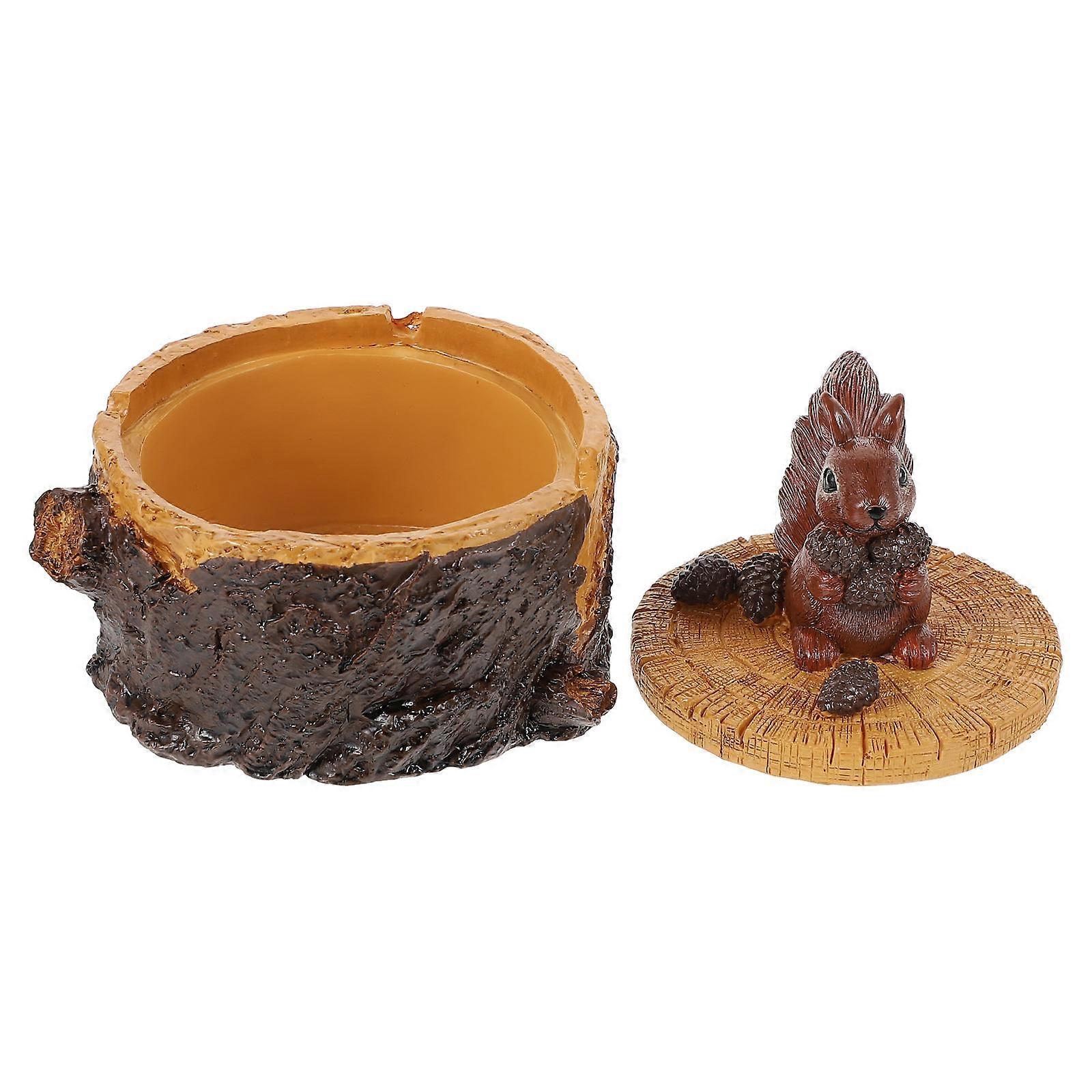 Multi-Functional Squirrel Model Cigarette Butt Container For Home Use In Brown Resin With Practical Feature 1Set
