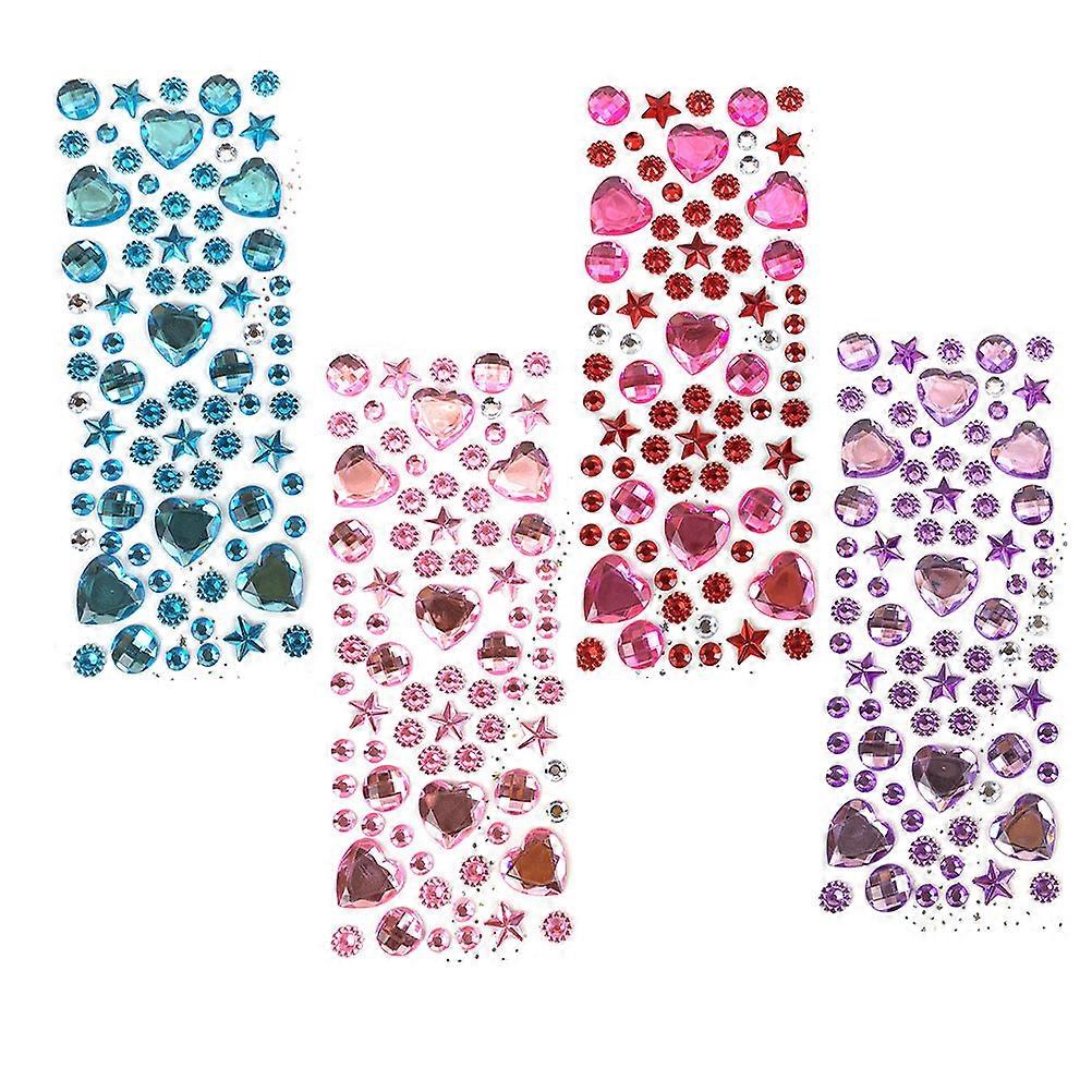 Crystal Stickers for Decoration Assorted Adhesive Safe Durable 4 Sheets