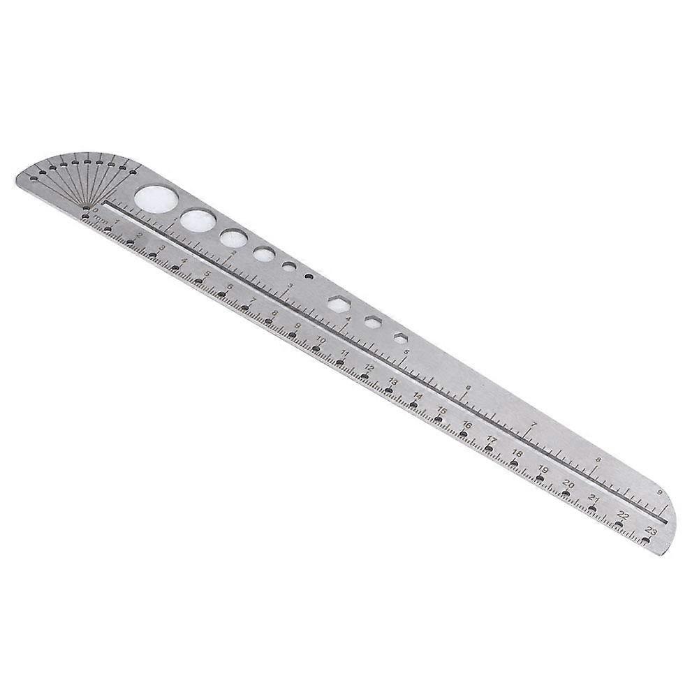 Metal Ruler With Protractor, Stainless Steel Compass Protractor Measuring Tool, Multi-Function Ruler
