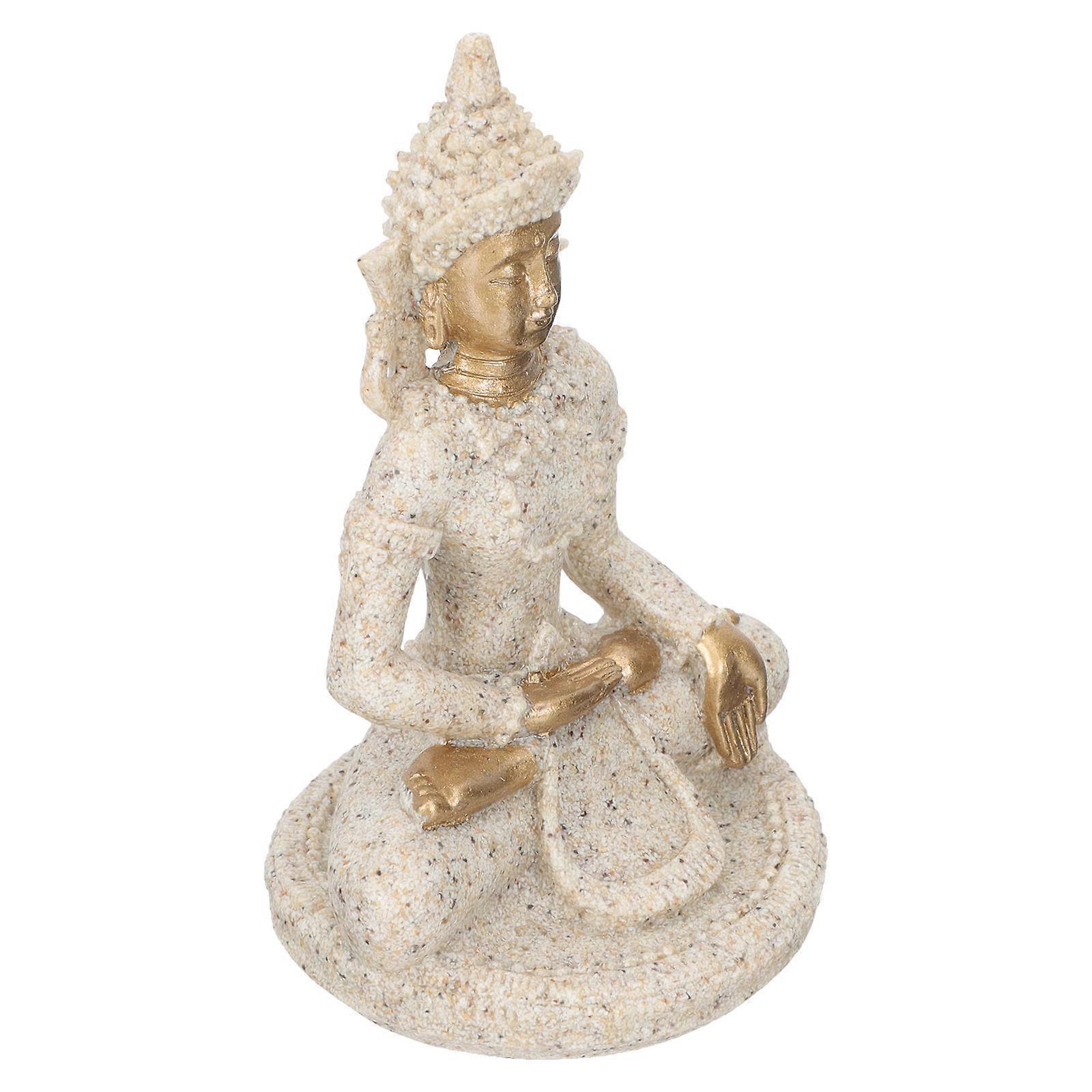 Buddha Sculpture Desktop Decoration Unique Resin Craft For Home Decoration Light Grey Compact Size 1Pack