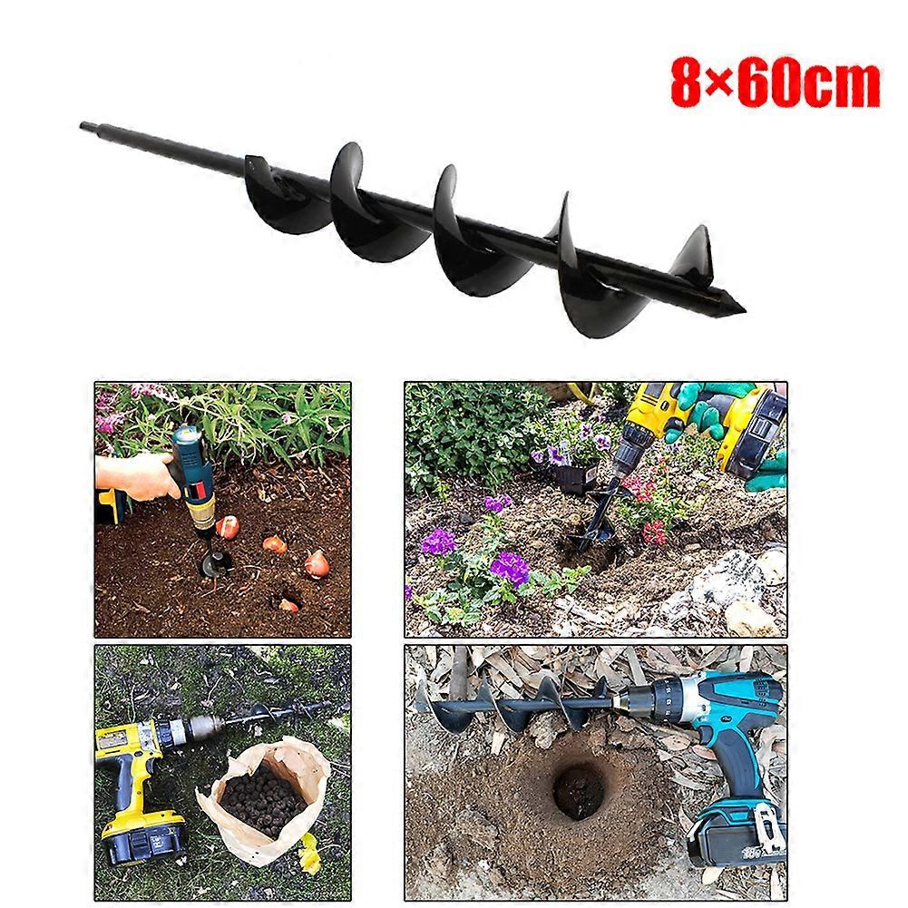 Plant Drilling Tool Black Accessories 8*60cm Twist Drill Bit For Garden Shaft