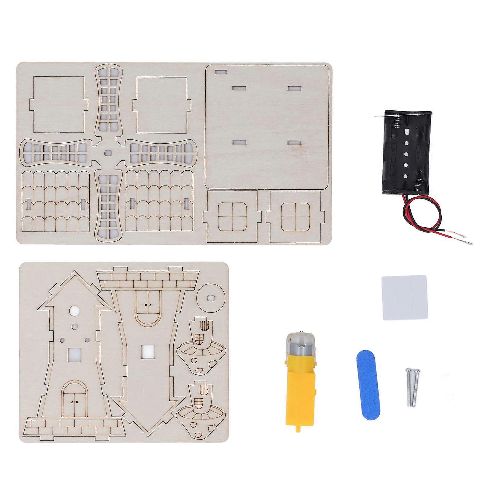 Windmilld Wooden Science Experiment Battery Powered Educational Early Learning Improve Logic DIY Science Model Kit