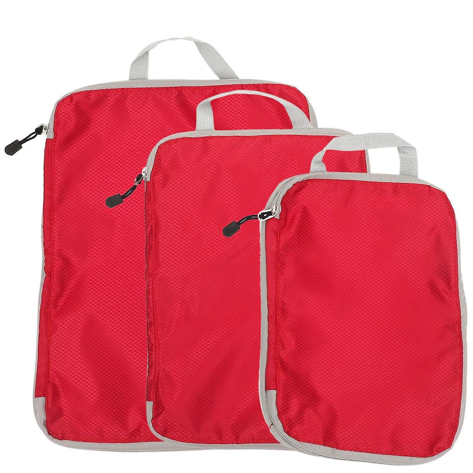 Travel Organizer Cubes for Luggage in Red Nylon Material Great for Home Use and Travel 3pcs
