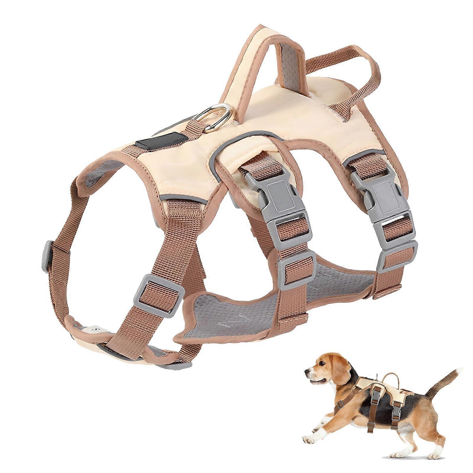 MultiPurpose Dog Harness, Escape Proof AntiPull, for Small and Medium Dogs (Beige, M)