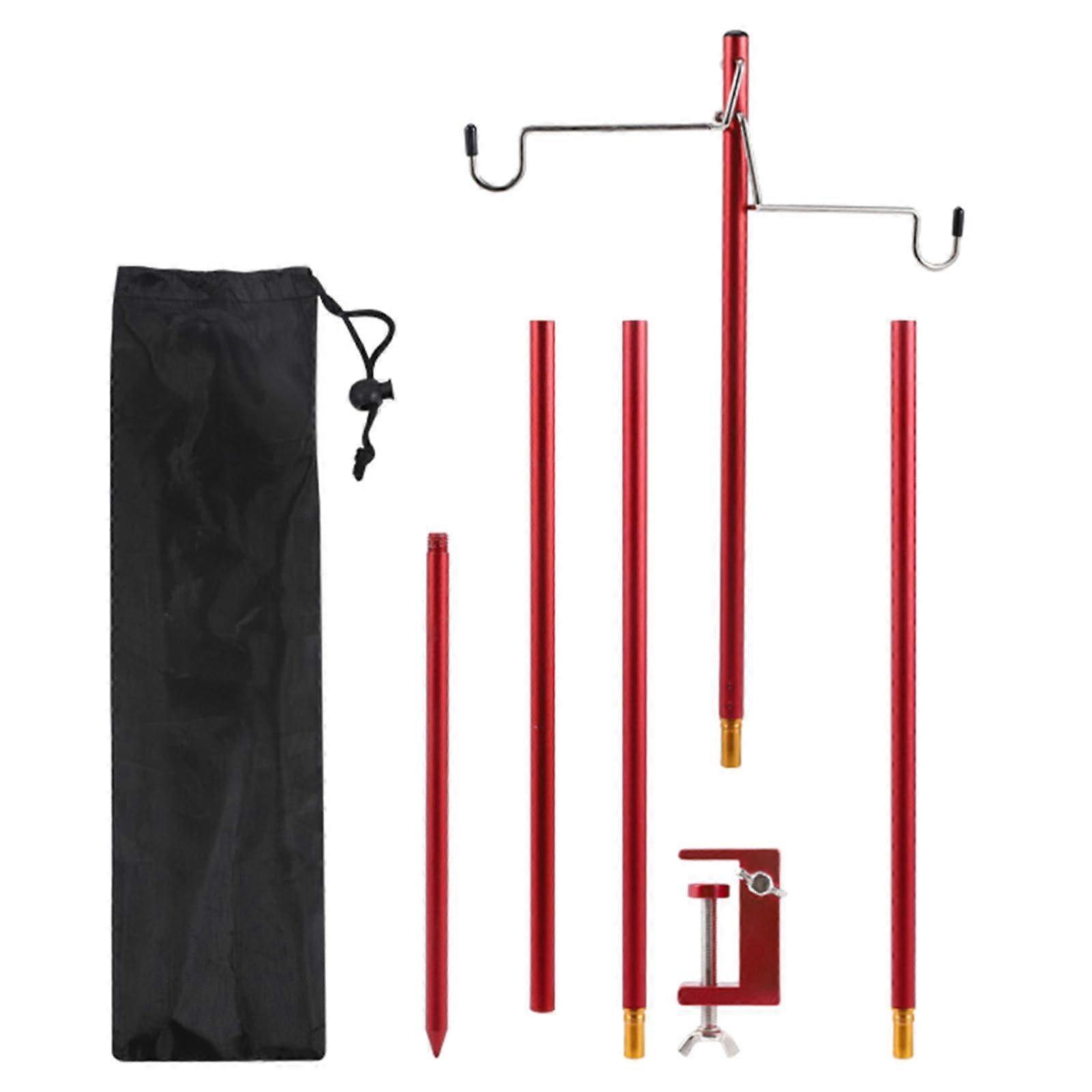 Camping Lamp Stand, Removable Aluminum Alloy Light Holder, Foldable Outdoor Lantern Hanger, Red Tent Support for Hiking and Fishing