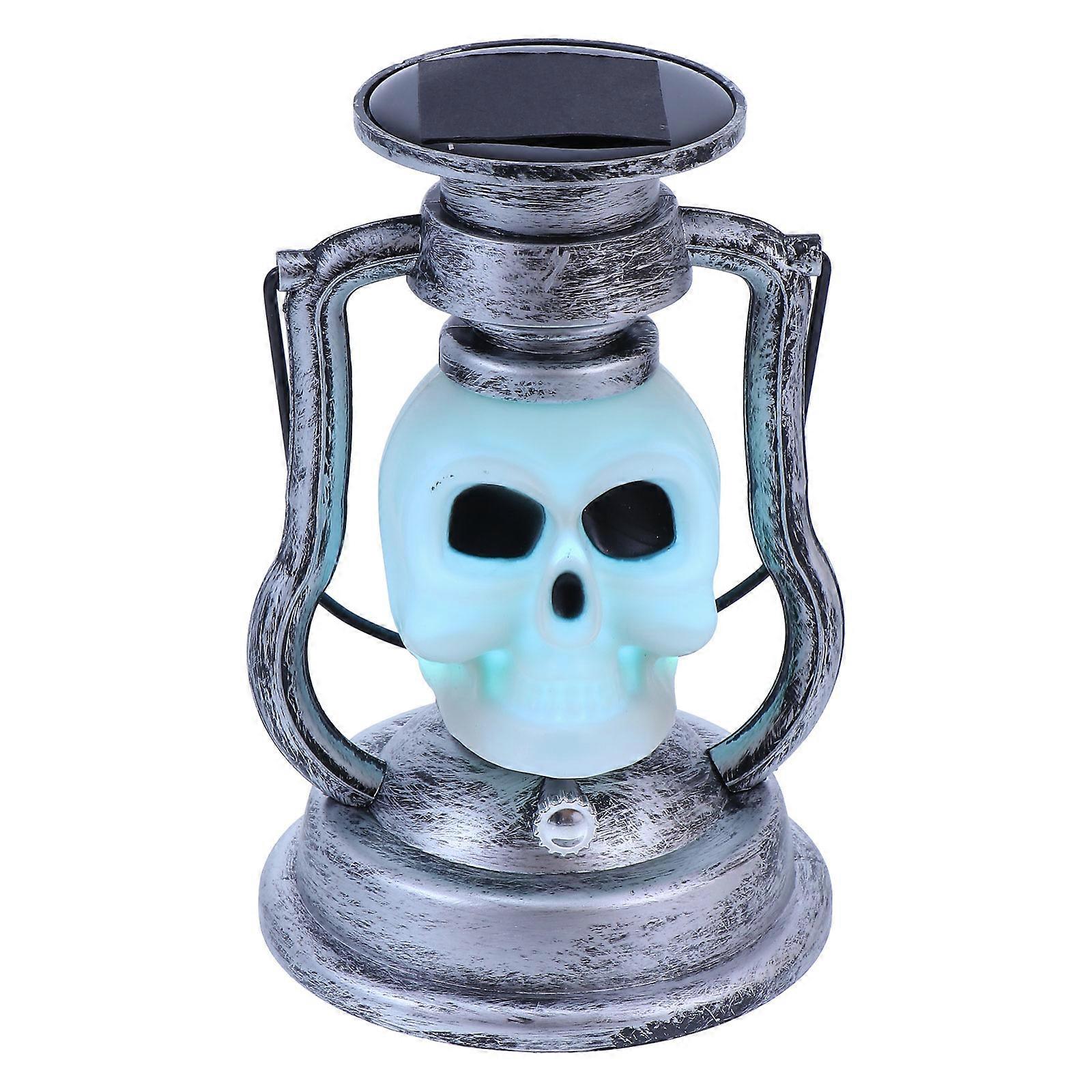 Portable Skull Shape Solar Lantern Decorative Lamp For Halloween Parties 22.5X10.7Cm 1Pack