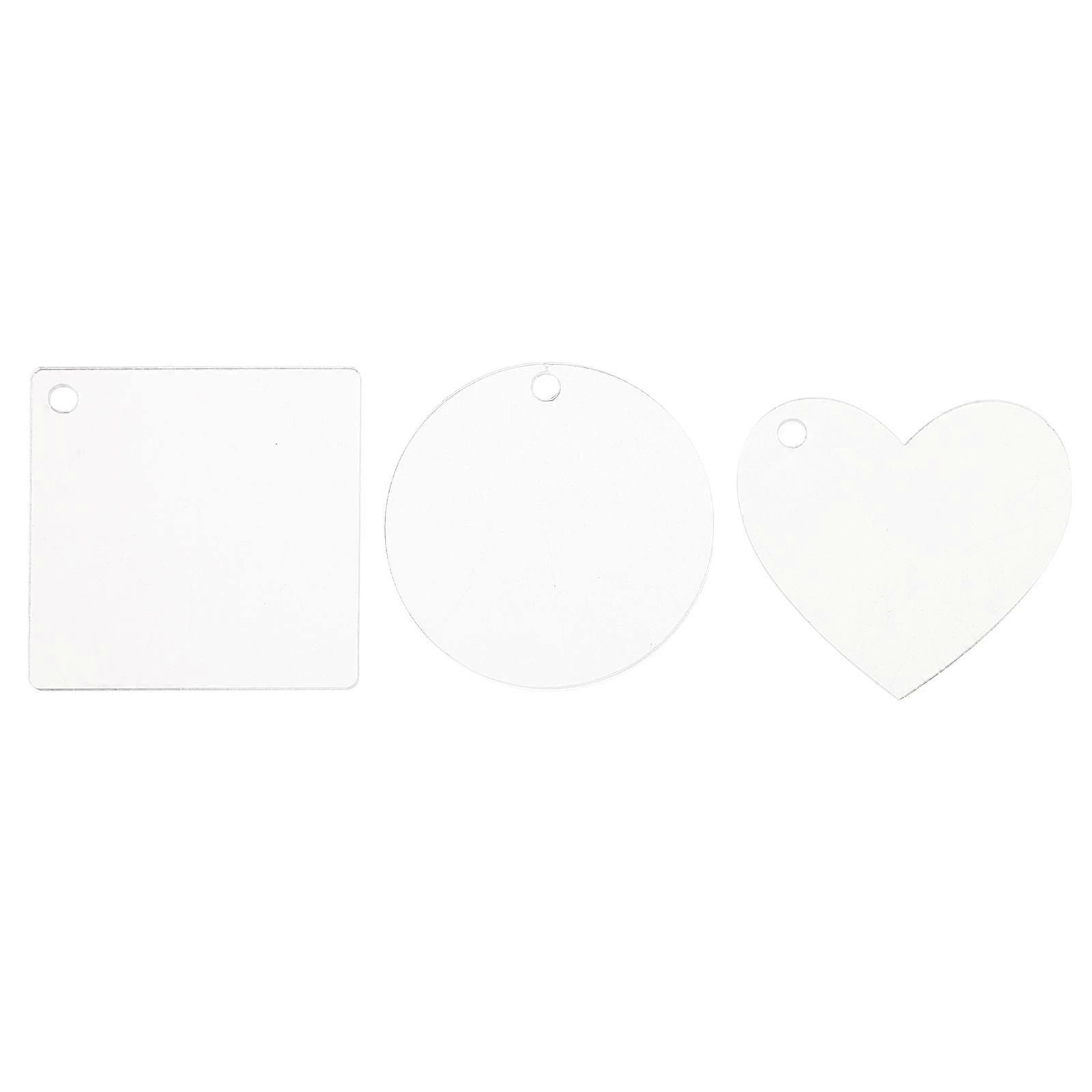 100Pcs Acrylic Blank Key Chain Transparent Key Pendant for DIY Use