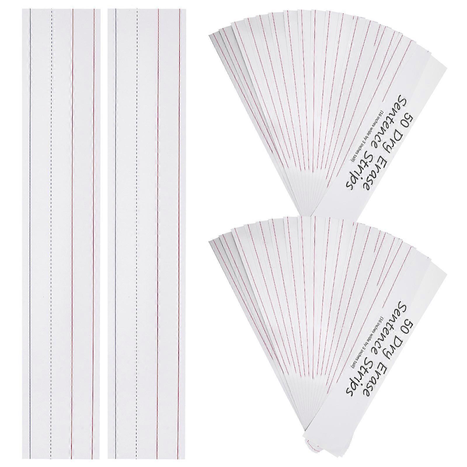 50pcs Reusable Ruled Sentence Strips Whiteboard Writing Cards for Classroom Learning, Homework & Teaching Activities